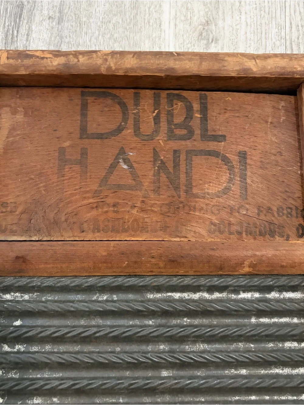 Vintage DUBL HANDI Washboard Co bathroom decor rustic cottage 18